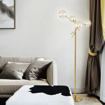 Zlaté Luxusné Kovové Podlahy Lampa Nordic Módne Tvorivé Obývacia Izba, Spálňa Štúdia Sklenenú Guľu Stojí Podlahy, Osvetlenie, Doprava Zdarma