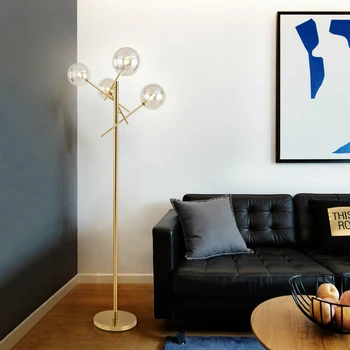 Zlaté Luxusné Kovové Podlahy Lampa Nordic Módne Tvorivé Obývacia Izba, Spálňa Štúdia Sklenenú Guľu Stojí Podlahy, Osvetlenie, Doprava Zdarma
