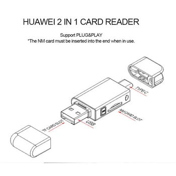 CY USB-C Typ C / USB 2.0 NM Nano Pamäťovú Kartu & TF (Micro SD Card Reader pre Huawei Mobilný Telefón & Notebook