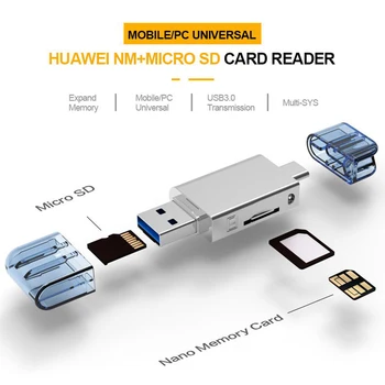 CY USB-C Typ C / USB 2.0 NM Nano Pamäťovú Kartu & TF (Micro SD Card Reader pre Huawei Mobilný Telefón & Notebook