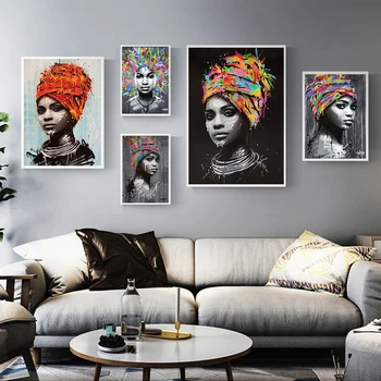 AAVV Africkej Ženy Moderné Nástenné Umelecké Plátno na Maľovanie Domov Plagáty Vytlačí Portrét Obrázky Domova Bez Rámu
