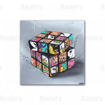 Moderné Nástenné Obrázok Čarovná Kocka Karikatúry Bloky Graffiti Art Plátno, Maľovanie na Námestí Plagáty a Vytlačí Domáce Dekorácie nástenné Maľby