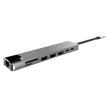 USB Typu C Hub Adaptér Dock s 4K HDMI PD RJ45 Ethernet Lan Poplatok Multifuctional Čítačka Kariet Dual Typ C Zväzok 1 Vrecko