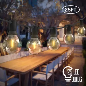 LED 25Ft 30ft 50ft G40 String Svetlá s Globe Jasné Žiarovky Nepremokavé IP44, Terasa, Závesné Svietidlá pre Indoor & Outdoor Zdobiť