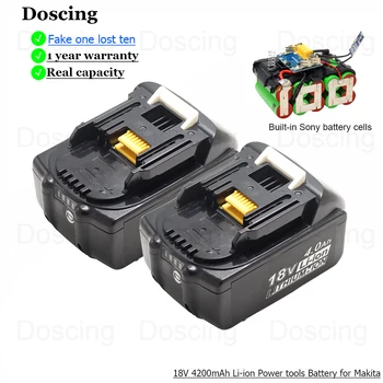 Doscing 2ks Kvalitné 18V 4.2 Ah Nabíjateľné batérie pre Makita náradie Batérie BL1815 BL1830 BL1850 BL1860 LXT 400