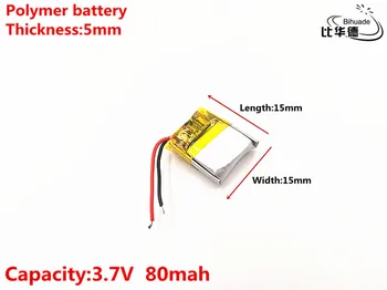 1pcs/veľa 3,7 V 80mAH 501515 Polymer lithium ion / Li-ion Nabíjateľnú batériu, pre DVR,GPS,mp3,mp4