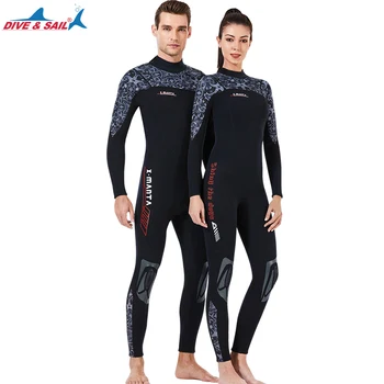 Plný Wetsuits 3 mm Neoprénu Potápanie Vyhovuje Späť Zip Plávanie Oblek Jeden Kus Dlhý Rukáv pre Vodné Športy pre Mužov, Ženy