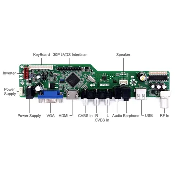 Radič Doske Auta pre LTN133W1-L01 TV+HDMI+VGA+AV+USB, LCD, LED displej Ovládač Rada