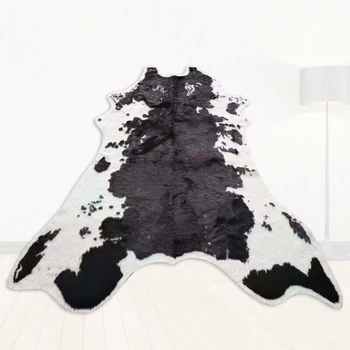 Veľká veľkosť 150x200cm čierna krava Vytlačené Cowhide faux koža NonSlip Protišmykové Rohože Zviera tlače Koberec pre domáce 2 veľkosť