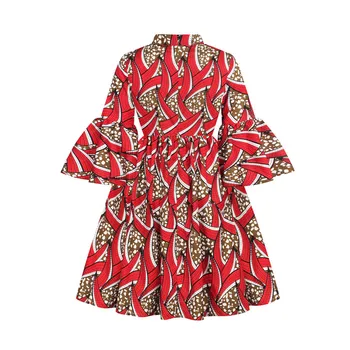 Dámske Afriky Ankara Tlač Maxi Šaty Tradičné Ležérne Oblečenie Oblečenie 2021 Módne Lotus Rukáv V Krku Africkej Ženy Šaty