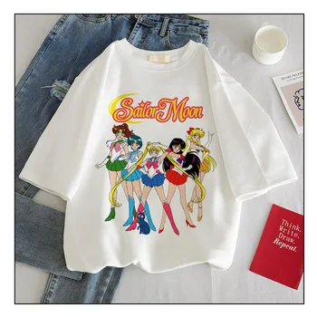 Ženy Streetwear Dámy Top Gotický Tshirts Nové Harajuku Sailor Moon Tlač Krátky Rukáv Topy & Tees Ženy móda Bežné Tričko
