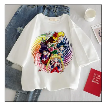 Ženy Streetwear Dámy Top Gotický Tshirts Nové Harajuku Sailor Moon Tlač Krátky Rukáv Topy & Tees Ženy móda Bežné Tričko