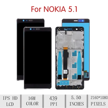PÔVODNÝ Pre NOKIA 5.1 Dotykový LCD Displej Digitalizátorom. Montáž Pre Nokia 5.1 Displej s Rámom Nahradenie TA-1076 TA-1081 TA-1088