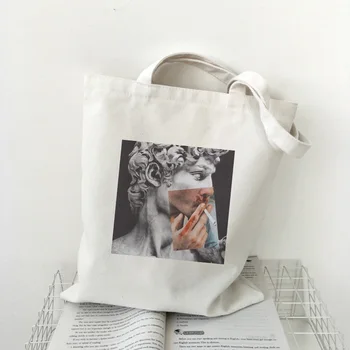 David Michelangelo olejomaľba Tašky cez Rameno, Estetika Móde Harajuku vintage Veľké nákupné tašky Zábava Ulzzang Ženy Taška Peňaženky