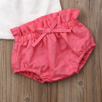 UK Lete Najnovšie Módne Batoľa Sweet Baby Dievčatá Príčinné Oblečenie Bavlna Pevné Topy bez Rukávov T-Shirt Šortky Oblečenie Sunsuit