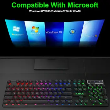 IMICE AK-800 104 Kľúče USB Káblové Mechanické Pocit RGB Podsvietená Herná Klávesnica so 19 Multimediálne Klávesy Káblové Gaming Keyboard Hot