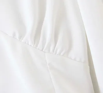 Nové Elegantné Európy Žien Biela Blúzka Sexy tvaru Retro Gombíky Košele Dievča Dovolenka Strana Dlhé Rukávy Topy Bavlna Blúzky 2020