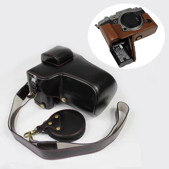 Vysoko kvalitnej PU Kožené puzdro Camera bag Kryt pre Fujifilm fuji X-T4 XT4 Spodný kryt Batérie Otvor s ramenný popruh