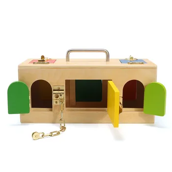 1Pc Drevené Montessori Praktické Malý Zámok Box Dieťa Raného Vzdelávania Puzzle Odomknúť Hračky Mš Inteligencie učebná pomôcka