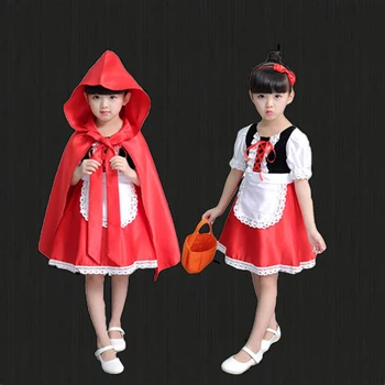 2019 Little Red Riding Hood Cosplay kostým pre dievčatá, deti zdobiť Halloween Karneval Purim Strany dievčatá Maškarný deti strany