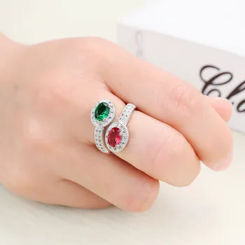 Elegantný, Romantický Dizajn Drahokamu Striebornej Farbe Svadby Zásnubné Prstene Pre Ženy, Horúce Pásmo Šperky AAA CZ Kryštálmi Prst Prsteň