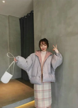 Kórejské Oblečenie v Štýle Vatovaný Kabát s Kapucňou Krátke Teplé Tunika Plus Veľkosti Žien Dole 2020 Reálny Načechraný Zimné Obojstranná Bunda