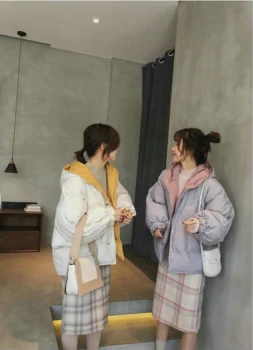 Kórejské Oblečenie v Štýle Vatovaný Kabát s Kapucňou Krátke Teplé Tunika Plus Veľkosti Žien Dole 2020 Reálny Načechraný Zimné Obojstranná Bunda
