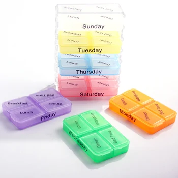 28 Mriežky Pilulku Box 7 Dní Farba Cestovnej Medicíny Prípade, 7 Vrstiev Tesnenie Tablet Delič Drog Skladovanie Vitamín Kontajner Tablety Splitter
