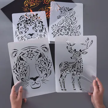 10 List Živočíšneho Blany Kreslenie, Maľovanie Šablón pre Deti Deti DIY Poškriabaniu Umelecké Remeslo Zápisník Projekty