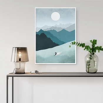 Lyžiarske Hory Minimalistický Cestovné Plátno Na Maľovanie Na Stenu Umenie Fotografie Vytlačí Domova Stene Plagát, Dekorácie Pre Obývacia Izba