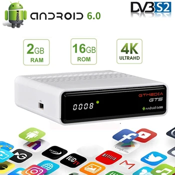 4K HD Android 6.0 Smart tv box GTMEDIA GTS DVB-S2 vstavaný 2.4 G wifi satelitné Televízne prijímače médiá online aplikácia pre Európu