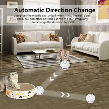 Farebné LED Smart Elektrický Cat Hračka Interaktívna Cat Hračka Samostatne Otáča Loptu USB Nabíjateľné Mačka Loptu Hračka Drop Shipping
