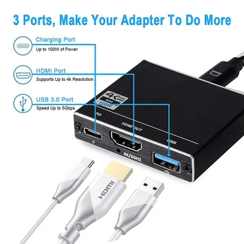 USB Typu C, HDMI, USB 3.0, Nabíjací Adaptér Prevodník USB-C 3.1 Hub Adaptér pre MacBook Pro Pixel Huawei Mate20 Samsung S8+ Plus