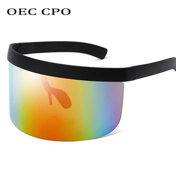 OEC CPO Módne slnečné Okuliare Ženy Muži Dizajn Značky Okuliare Slnečné Okuliare Big Rám Štít Clonu Mužov Vetru Okuliare O44