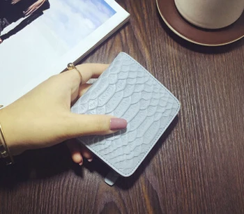 2016 nové kórejská verzia hada, kožené peňaženky, ženy krátke časti ultra-tenké peňaženky mini card