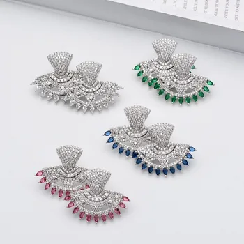 Vejárovité AAA cubic zirconia náušnice v rôznych farbách,Obľúbené šperky, náušnice zirkón pre ženy/dievčatá svadby, ER-271