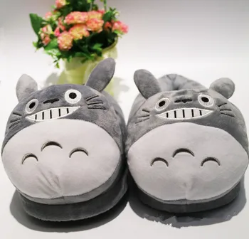 Môj Sused Totoro Keep Warm Gray Totoro Mačka Kawaii Zimné Bavlna Domov Izba Topánky Pár Mäkké, Vypchaté Non-slip Ženy Papuče