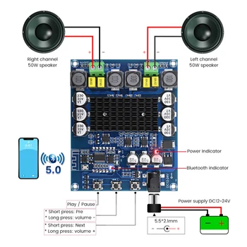 AIYIMA TPA3116D2 Bluetooth Audio Zosilňovač Rada 50W Stereo Amplificador TPA3116 Power Amp Zosilňovač Zvuku Reproduktorov domáceho Kina