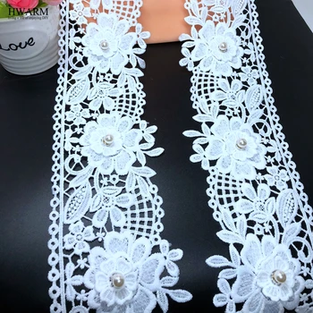 3D čipky perličiek drahokamu afriky čipky textílie páse s nástrojmi 5yard 9.3 cm Vysoko Kvalitné umenie, remeslá čalúnenie šitie DIY svadobné šaty, doplnky