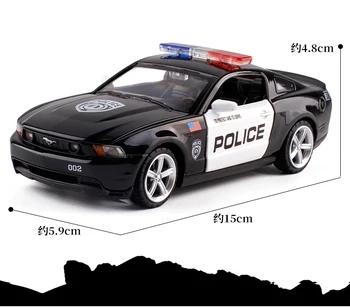 1:32 autíčka Mustang GT Policajné Kovové Hračky Zliatiny Auto Diecasts & Hračky Model Auta, Miniatúrne zmenšený Model Auta, Hračky Pre Deti,