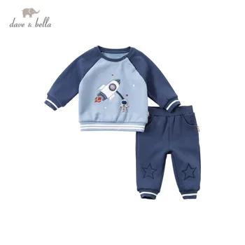 DBX15278 dave bella zimné dieťa boys módne cartoon oblečenie sady deti bežné sady deti 2ks oblek