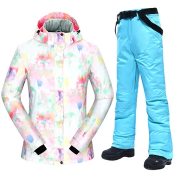 2020 Nové Lyžiarske Oblek Ženy -30℃ Žena Tepelnej Vetru Nepremokavá Snehu Bunda A Nohavice Lyžovanie A Snowboarding Obleky Značky