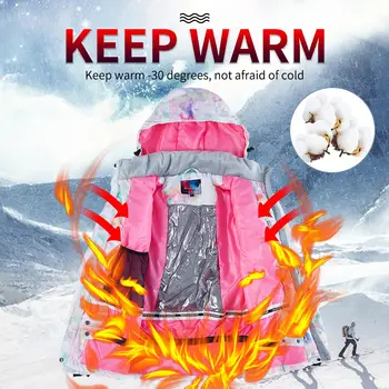 2020 Nové Lyžiarske Oblek Ženy -30℃ Žena Tepelnej Vetru Nepremokavá Snehu Bunda A Nohavice Lyžovanie A Snowboarding Obleky Značky