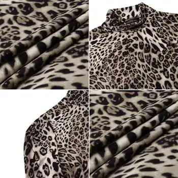 Móda Tlač Topy ZANZEA 2021 Sexy Leopard, Blúzky, dámske Jarné Tričko s Dlhým Rukávom Žena Turtleneck Blusas Nadrozmerné Pulóver