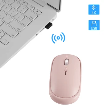 Bluetooth 4.0 + 2.4 G Bezdrôtový Duálny Režim Myš Mini Optická Počítač Ružová Myší 1600 DPI 3D Office USB Mause Pre Macbook PC Notebook