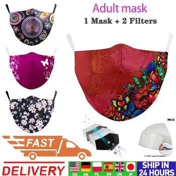 Dospelých Masky Filtra PM 2.5 Kvet Petal Tlač Umývateľný Úst Maska na Tvár Masku Aztec Kryt Potlačené Tkaniny na Prach Opakovane Masky pre Dospelých