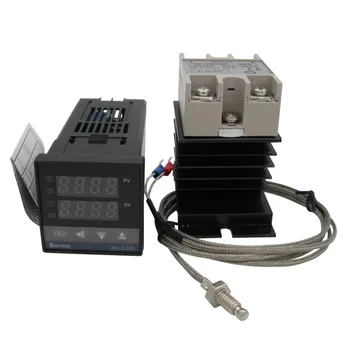 Vysoko Kvalitné Digitálne PID Regulátor teploty Termostat 100-240V AC s SSR-40DA solid state Relé+chladič +K Termočlánkom