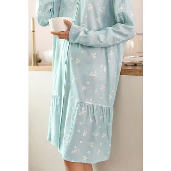 INMAN Jar Jeseň Domáce oblečenie Výlet Voľný čas Bavlna Nightdress Tlač Dlhý Rukáv Voľné Pyžamo Ženy 