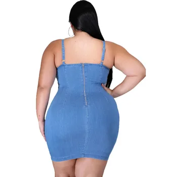Nové Modely Ženy Pevné Džínsové Šaty 2020 Jeseň Lady ' s Plus Veľkosť Ramienok Špagety Popruh bez Rukávov Bodycon Mini Šaty
