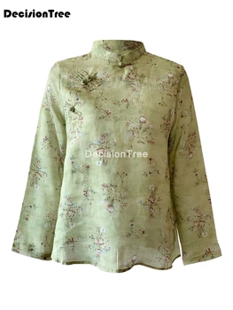 2021 ženy čínske tradičné oblečenie elegantné košele starovekej čínskej cheongsam qipao, blúzky, topy kvetina tlače hanfu, blúzky